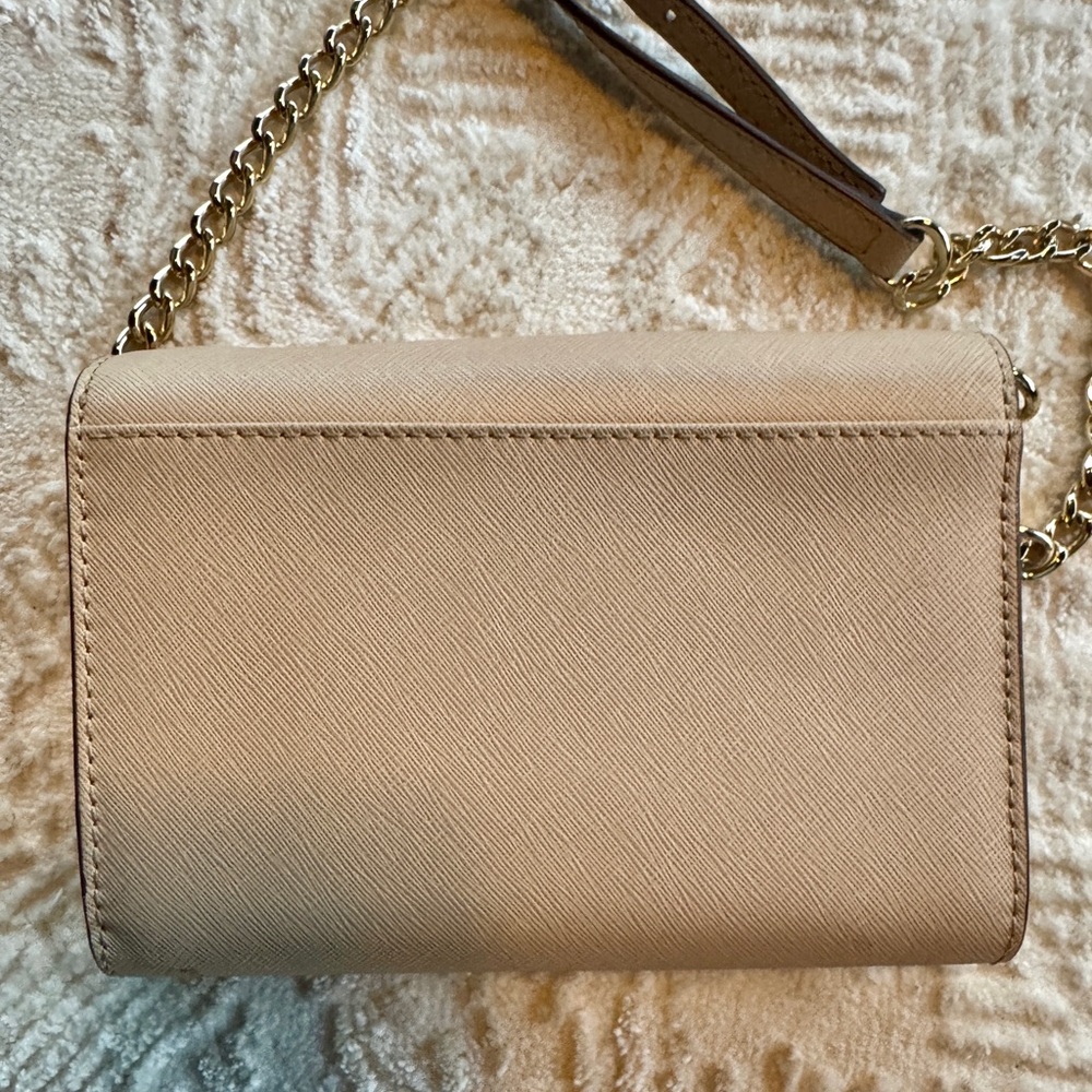 MICHAEL Michael Kors Daniela Saffiano Leather Crossbody Bag Small Nude Tan Gold - Picture 4 of 5